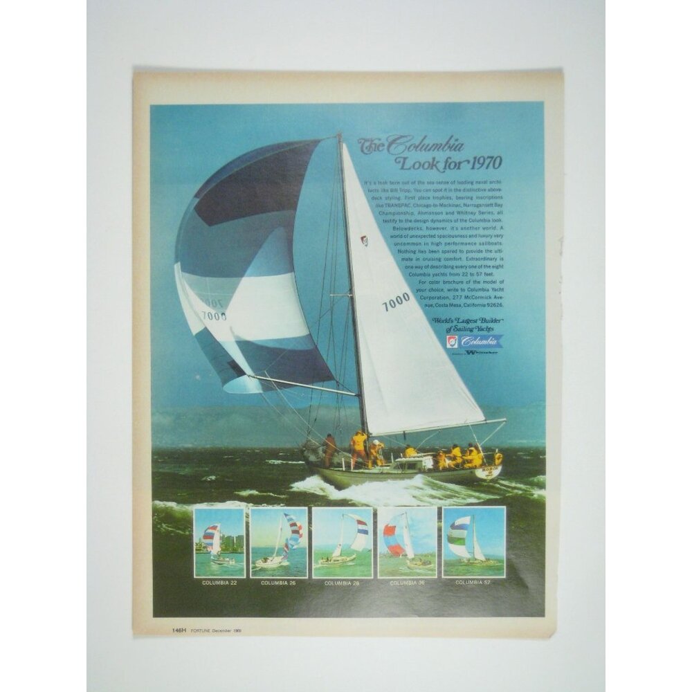 Columbia Yachts Sailing Advertisement Print Boats 1960s Vintage ADVERT Print Ad